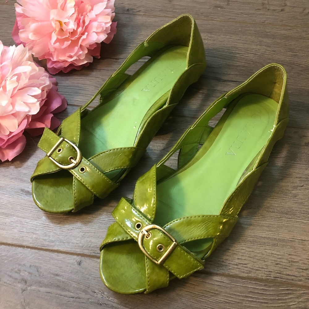 ☀️SALE!  Laura Buckle Peep Toe Flats Cutout Sides
